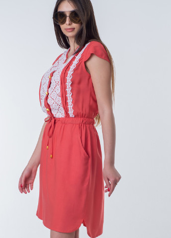 Коралловое кэжуал платье Kristin однотонное