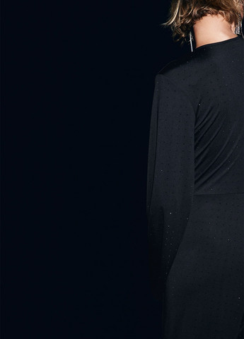 Комбінезон H&M комбінезон-брюки однотонний чорний вечірній трикотаж, поліестер