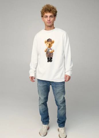 Білий світшот чоловічий oversize /no flis/ YAPPI малюнок (251791404)