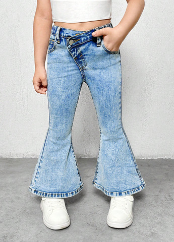 Голубые демисезонные клеш джинсы SHEIN