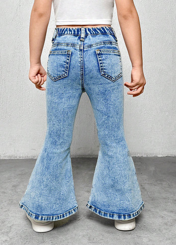 Голубые демисезонные клеш джинсы SHEIN