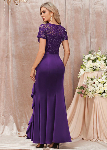 Фіолетова святковий, вечірня сукня годе SHEIN однотонна