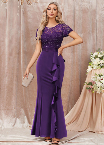 Фіолетова святковий, вечірня сукня годе SHEIN однотонна