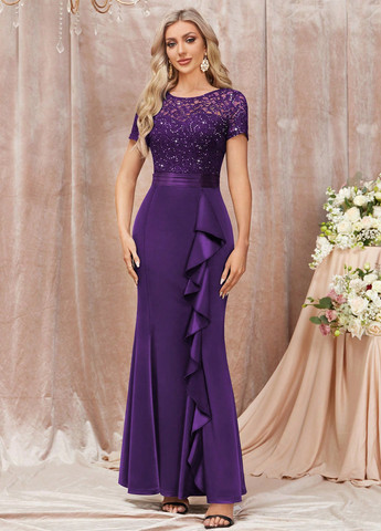 Фіолетова святковий, вечірня сукня годе SHEIN однотонна