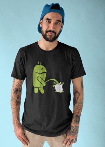 Черная подарочный набор мужской. футболка чёрная с принтом "android", носки чёрные с принтом "android" Maybel