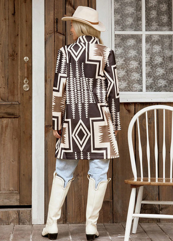 Кофейное демисезонное Пальто однобортное SHEIN