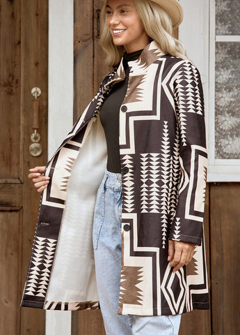 Кофейное демисезонное Пальто однобортное SHEIN