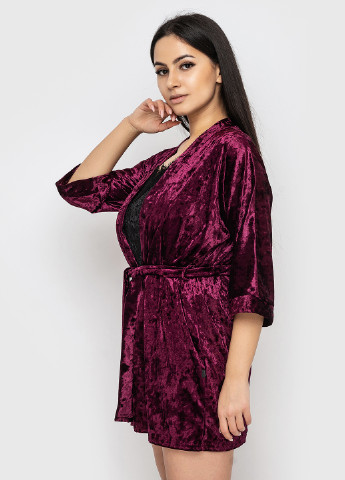 Фіолетовий демісезонний комплект (топ, шорти, халат) Ghazel