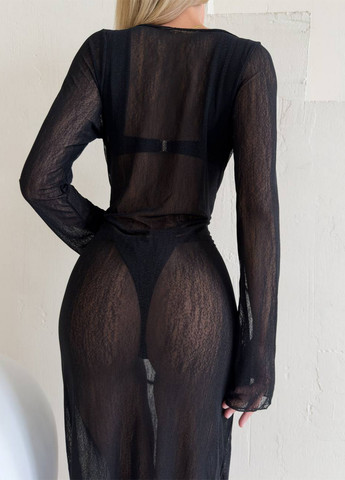 Черный летний пляжный комплект женский (купальник, платье) раздельный NOVA VEGA