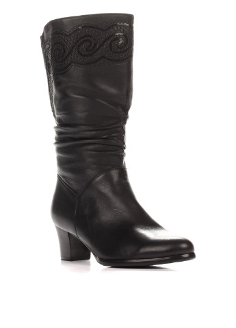 Женские черные сапоги It-Girl с пайетками, с вышивкой и на среднем каблуке