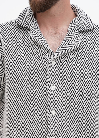 Черно-белая кэжуал рубашка с геометрическим узором Boohoo
