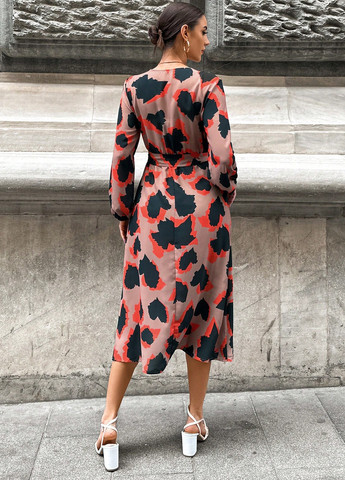 Комбинированное кэжуал платье на запах SHEIN с абстрактным узором