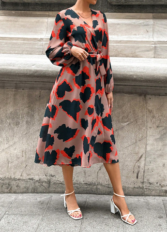 Комбинированное кэжуал платье на запах SHEIN с абстрактным узором