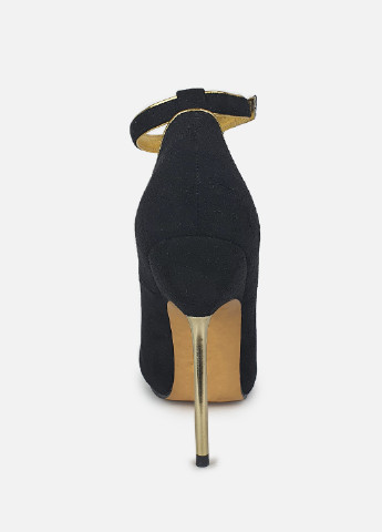 Женские туфли с ремешком черные на тонкой шпильке Toleeao
