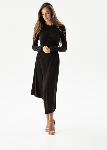 Черное кэжуал платье а-силуэт Gepur однотонное