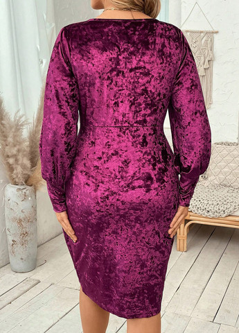 Фиолетовое кэжуал платье на запах SHEIN однотонное