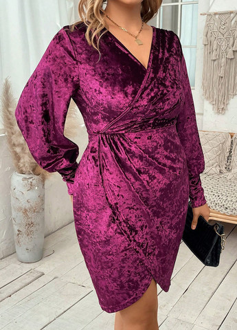 Фиолетовое кэжуал платье на запах SHEIN однотонное