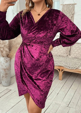 Фиолетовое кэжуал платье на запах SHEIN однотонное