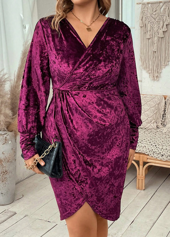 Фиолетовое кэжуал платье на запах SHEIN однотонное