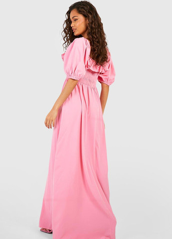 Розовое кэжуал платье клеш Boohoo однотонное