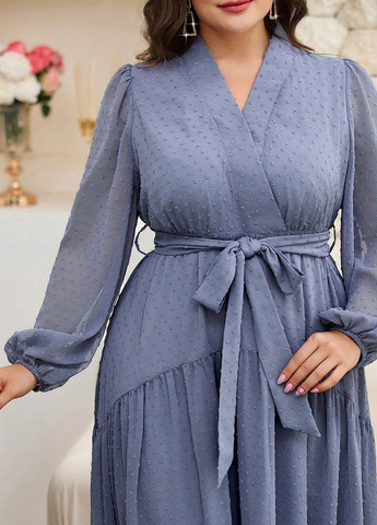 Сіро-синя святковий, кежуал сукня а-силует SHEIN однотонна