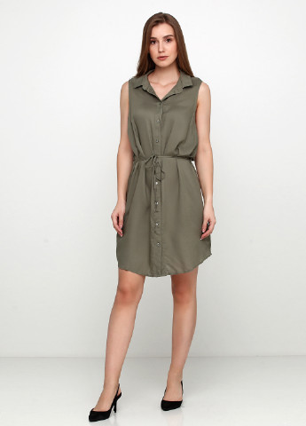 Оливковое (хаки) кэжуал платье рубашка H&M однотонное
