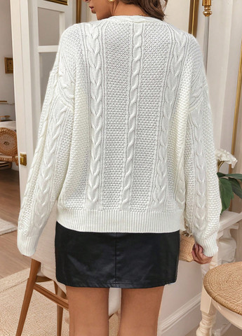 Белый демисезонный пуловер пуловер SHEIN