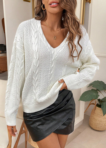 Белый демисезонный пуловер пуловер SHEIN