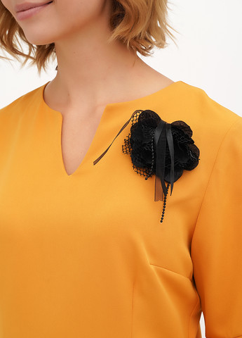 Охра коктейльное, праздничный платье а-силуэт Vicolo однотонное