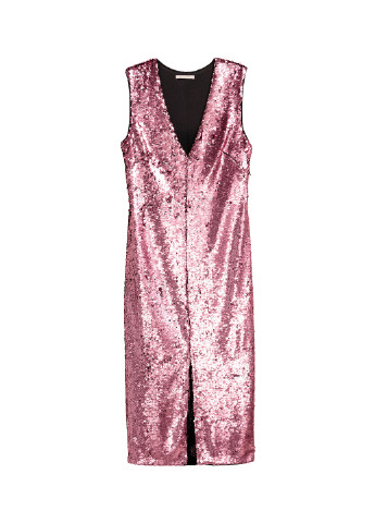 Темно-рожева коктейльна сукня H&M однотонна