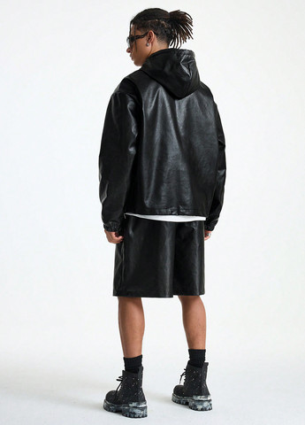 Черный демисезонный костюм (худи, шорты) с шортами SHEIN