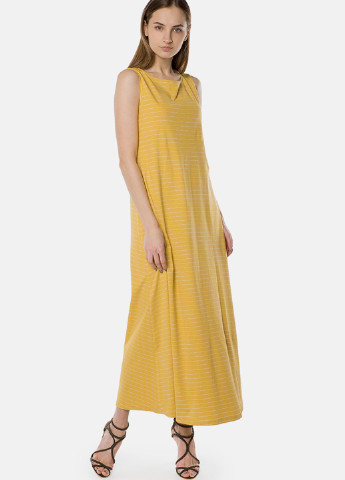 Жовтий кежуал сукня MR 520 в смужку