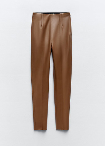 Коричневые кэжуал демисезонные зауженные брюки Zara