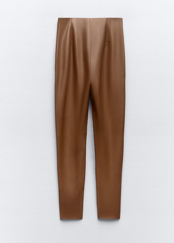 Коричневые кэжуал демисезонные зауженные брюки Zara