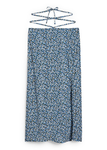 Голубая кэжуал цветочной расцветки юбка C&A