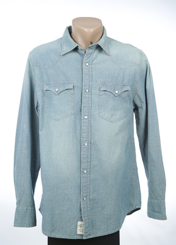 Голубой джинсовая рубашка однотонная Ralph Lauren