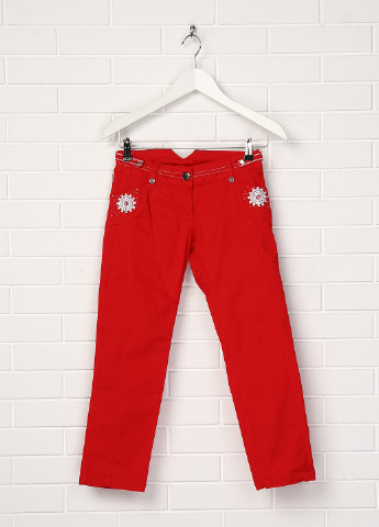 Джинси Puledro однотонні червоні джинсові бавовна