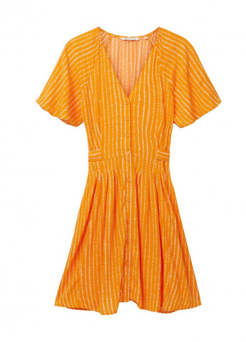 Оранжевое кэжуал платье Tom Tailor в полоску