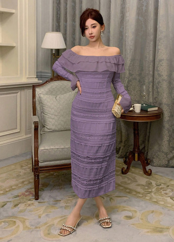 Лілова вечірня сукня силуетна SHEIN однотонна