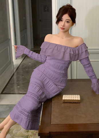 Лілова вечірня сукня силуетна SHEIN однотонна