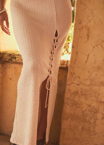 Кремовая кэжуал однотонная юбка SHEIN карандаш