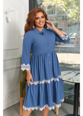 Синя кежуал футболка 219-3 64 синій N.N.C.Fashion однотонна
