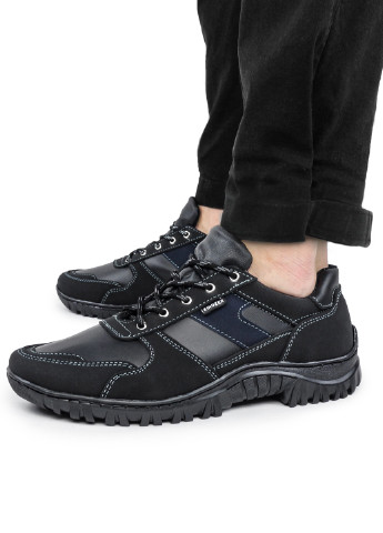 Чорні Осінні кросівки чоловічі демісезонні чорні зі шкірозамінника 1354977697 Kindzer