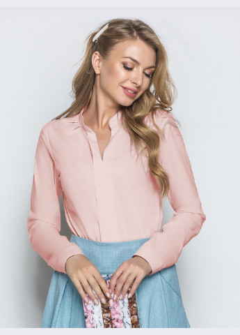 Розовая классическая рубашка однотонная Dressa
