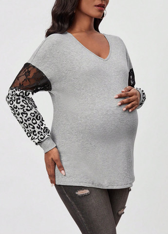 Світло-сірий демісезонний пуловер для вагітних пуловер SHEIN