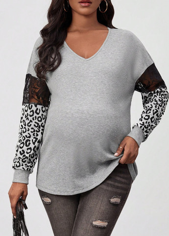 Світло-сірий демісезонний пуловер для вагітних пуловер SHEIN