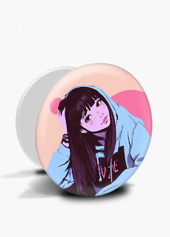 Попсокет (Popsockets) тримач для смартфону Дівчина (Girl) (8754-2836) Чорний MobiPrint (221548568)