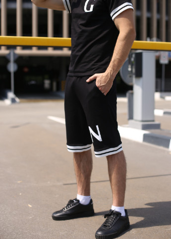 Черно-белый летний мужской летний спортивный костюм GENTLEMEN