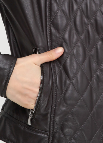 Темно-коричнева демісезонна куртка шкіряна Ermellino