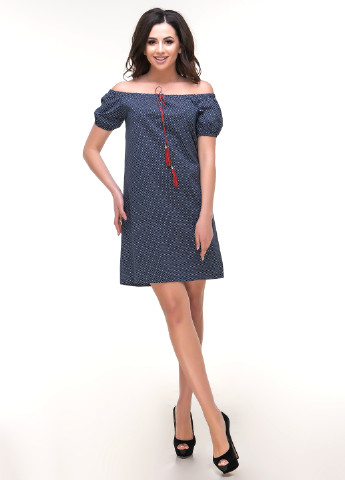 Темно-синее кэжуал платье Ravol с геометрическим узором